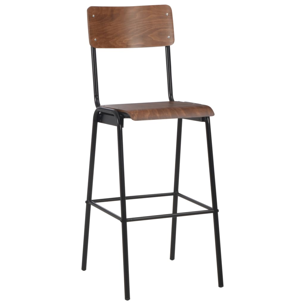 Bar Chairs 6 pcs Solid Plywood Steel